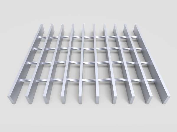 La barra sopportante rettangolare della grata di alluminio con una superficie normale è visualizzata.